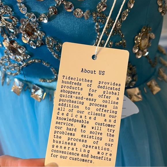 Tideclothes Light Blue Formal Maxi Bridesmaid Ball Gown Prom Dress, Size 2 - Picture 6 of 10